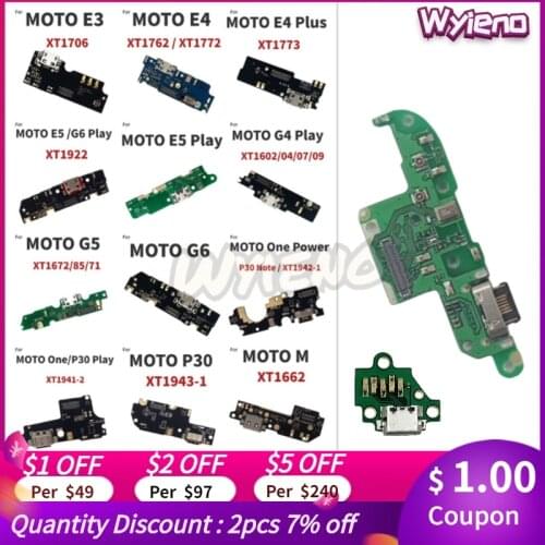 Wyieno For Motorola Moto M G3 G4 G5 G6 G8 E3 E4 E5 P30 Play One Power Plus Note USB Dock Charging Port Charger Flex Cable Board
