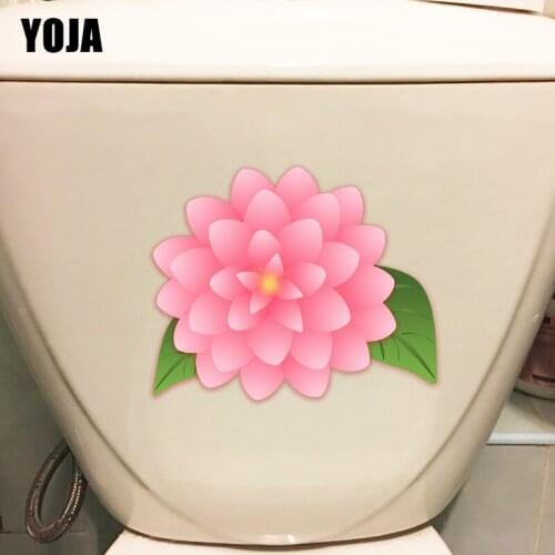 YOJA 22.9*19.1CM Cartoon Pink Flower Childern Rooms Decoration WC Toilet Wall Sticker Decal T1-0445