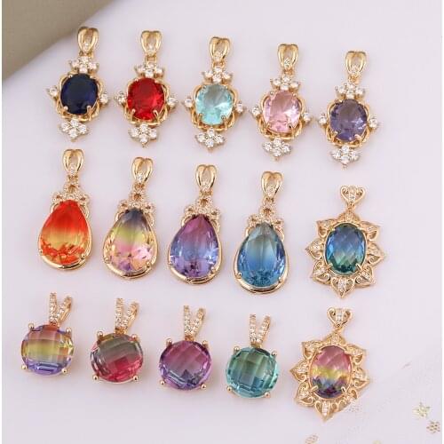 HAOSAW 2Pcs Jewelry Accessories/CZ Charms/DIY Making/Hand Made/Jewelry Findings & Components/Crystal Pendant For Necklace