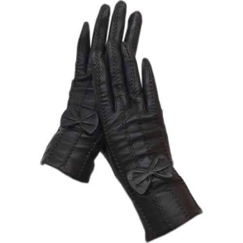 Winter Ladies Gloves 2020 New Goatskin Brown Glove Leather Fashion Winter Gloves Wool Lining Warm Beautiful Free Shipping Genuin