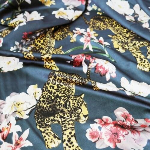Soft glossy satin material scarf clothing sewing fabric charmeuse crepe Africa leopard