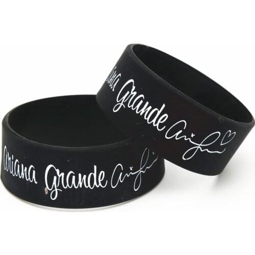 LUKENI 1PC One Banda House Wide Band Music Star Rubber Bracelets&Bangles Black Ariana Grande Silicone Wristband Fans Gifts SH212