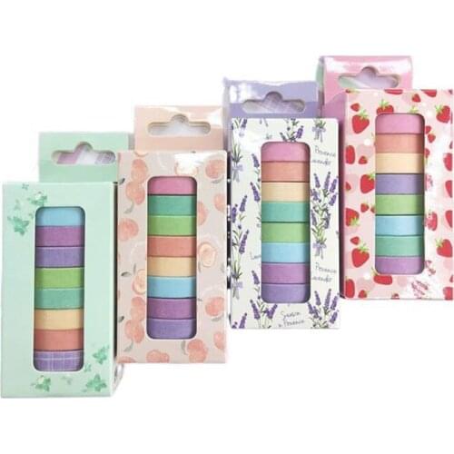 10Rolls Solid Color Fragrance Masking Paper Tape Set DIY Scrapbooking Stickers Journal Gift Box Decor Craft