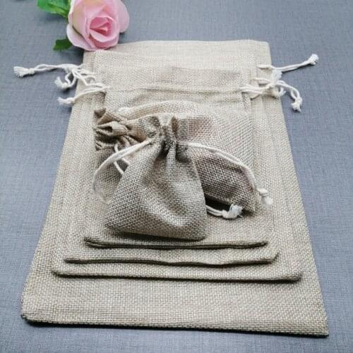 10pcs Cotton Jute Cloth Storage Bag Jewelry Packaging Display Bag Gift Bag Linen Jute Bags Drawstring Pouch Gift Packaging Bags
