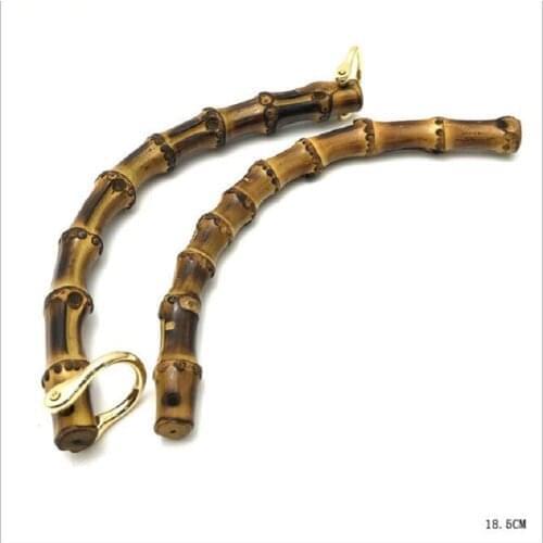 10 pieces / lot) Handbag 18.5CM Bamboo Hand Coffee Brown Bamboo Handle + D Buckle Bag Handbag Hardware Accessories