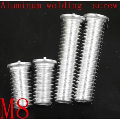 100pcs/lot M8*12/16/20/25/30/35/40/45/50 Aluminum weld welding stud screw