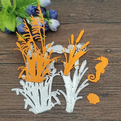 AOKEDIY 4pcs Dies Cut Ocean Metal Cutting Die Stencils for DIY Scrapbooking Album Decorative Embossing Handmade Paper Cards Gift