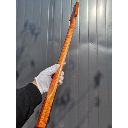 #49 Tiger Flam Maple Electric Guitar Neck 21 fret 25.5 inch Mapel Fretboard Unfinished #S4