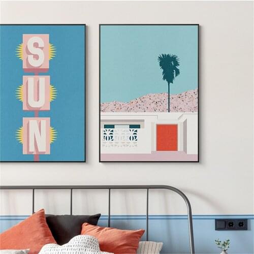 Abstract Architecture Wall Art Poster Mountain Landscape Art Print Sun Quotes Canvas Painting Modern Pictures Living Room Decor