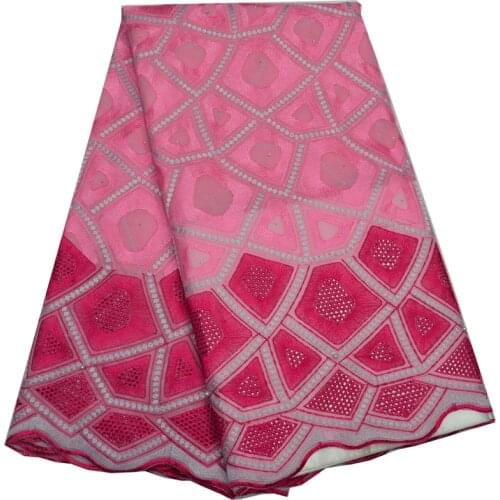 Free shipping (5yards/pc) beauiful fushia pink African cotton lace fabric embroidered Swiss lace fabric for party dress CLP69