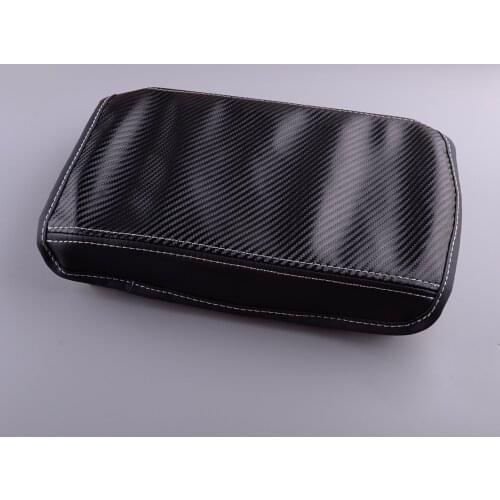 Black Microfiber Leather Carbon Fiber Grain Car Center Armrest Cover Car Fit for Infiniti Q50 2019 2018 2017 2016 2015 2014