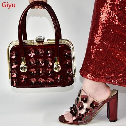 Doershow hot Shoe with Matching Bags Shoe and Bag Set for Party In Women Italian Matching Shoe and Bag Set with stones!!SLV1-3