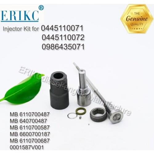 ERIKC 0445110071 Fuel Injector Overhaul Kits Nozzle DSLA156P736 Valve F00VC01001 for Mercedes Injection 0445110072 0986435071
