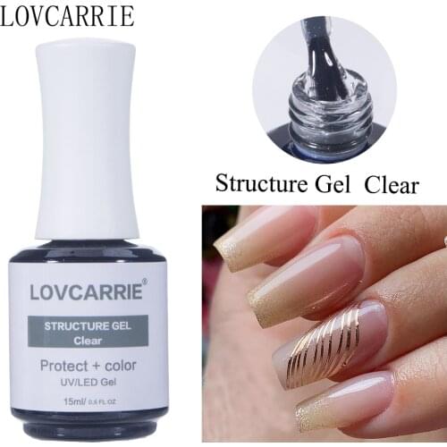 LOVCARRIE NEW Gel Nail Polish 15ML Structure Clear UV Gels Varnish 2 IN 1 Base Coat for Manicure Semi Permanent Primer for Nails