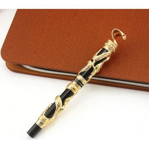 High Quality Jinhao Metal Snake Fountain Pen Luxury Calligraphy Ink pen Iraurita Cobra 3D Pattern Gift 0.5 Nib Office Supplies