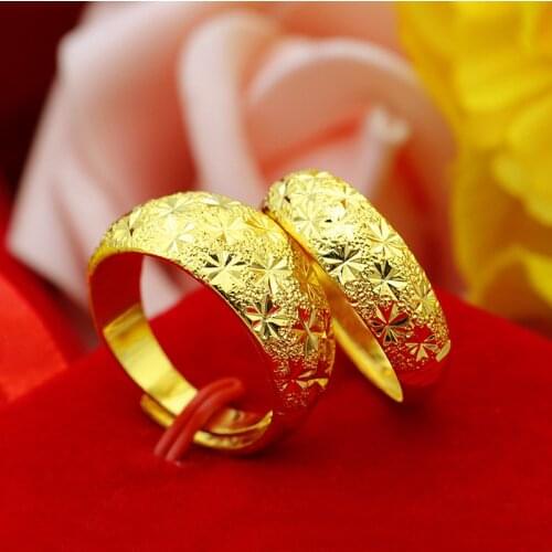 Fashion Luxury 18k Gold Ring for Women Men Wedding Engagement Jewelry Adjustable Yellow Gold Unisex Couple Rings for Lover Gifts