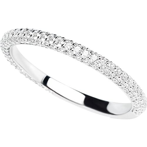 Slim Full Diamond Dazzling 925 Sterling Silver Ring Women Luxury Engagement Elegant Exquisite Wedding Party Gift for Girlfriend