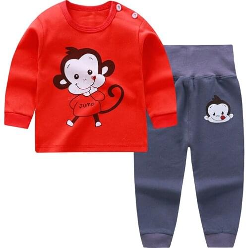 Child Baby Boy Clothes Set Fashion Cute Cartoon Pattern Long sleeve T-shirt Tops Pants 2Pcs Girl Clothing Toddler Kids Outfits