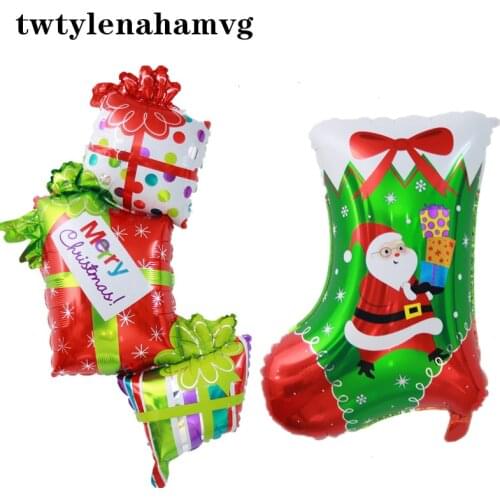 Red Mini Santa Claus Big Young People Green Tree Foil Balloon Merry Christmas New Year Childrens Day Party Decorative