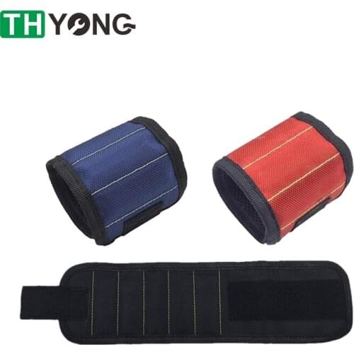Polyester Strong Magnetic Wristband Portable Bag Electrician Wrist Tool Belt Screws Nails Drill Bits Holder Repair Tools