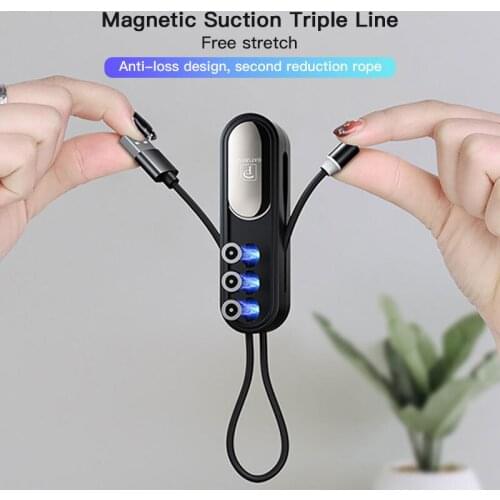 Magnetic Suction Three-in-one Data Line Mobile Phone Charging Line One Drag Three Magnetic Strong Magnetic Data Charge Cable