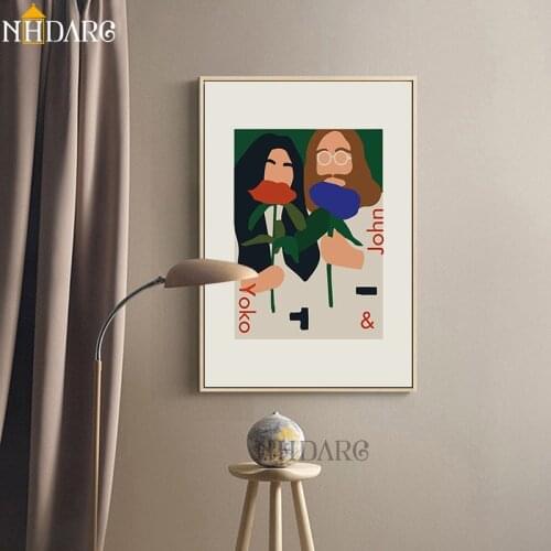 Fashion Funny Figure John & Yoko Posters and Prints Canvas Painting Wall Picture for Living Room Cuadros Home Decoration Salon