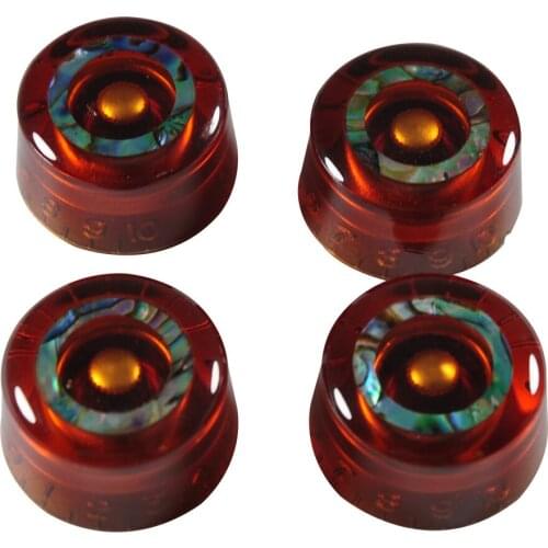 Musiclily Pro B-Stock Imperial Inch Size Speed Knobs Abalone Circle Top Volume Tone Control Knobs for USA LP, Amber (Set of 4)