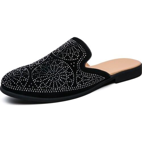 2021 Trendy Men Mules Summer New Leather Slippers for Male Loafers Men Half Shoes Fashion Youth Street Casual Shoes Flats Sandal