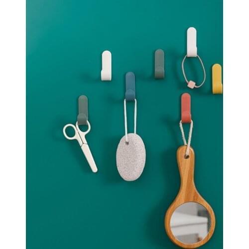 Wall Hangers Hook Key Clothes Storage Holder Hook Bathroom Kitchen Hanger Clothes Towel Racks Punch-free Storage Hanging Hook