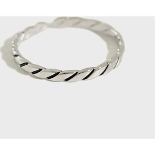 New Arrival Simple Twisted Woven 925 Sterling Silver Jewelry Retro Thai Silver Small Twisted Popular Opening Rings SR50