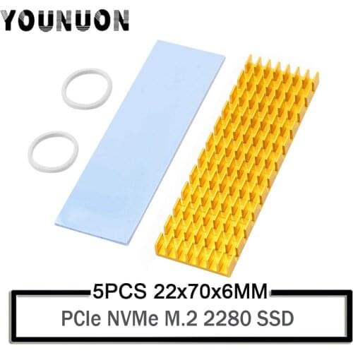 Wholesale 5 Pieces Aluminum Heatsinks PCIe NVMe M.2 2280 SSD Laptop PC Memory Cooling Fin Radiation Dissipate Heat Sink