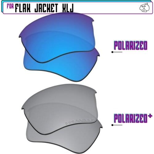 EZReplace Polarized Replacement Lenses for - Oakley Flak Jacket XLJ Sunglasses - Silver P Plus-Blue P