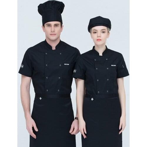 Hotel Chef Work Uniform Short Sleeve Summer Cook Wear Adult Breathable Chef Jacket Half Sleeves Kitchen Clothes B-6593