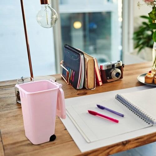 Practical Mini Desktop Trash Can Plastic Waste Bins With Lid Household Clean Trash Desk Mall Scissors Pencil Office Supplies