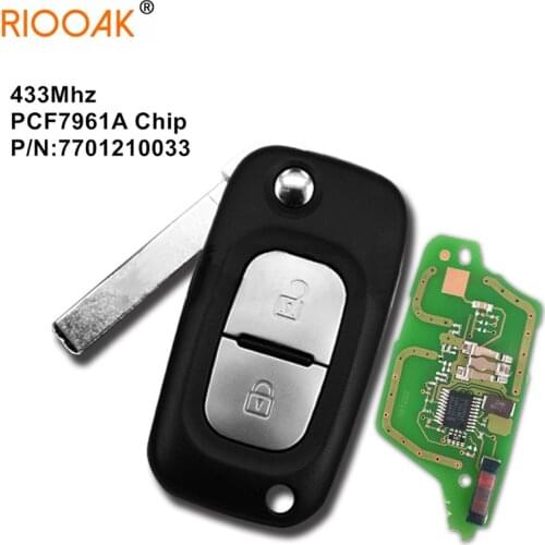 Flip Remote key 2 buttons 433MHZ with ID46 PCF7961 Chip for Renault Megane 3 Scenic 3 Clio 3 Twingo Kangoo Master Modus VA2