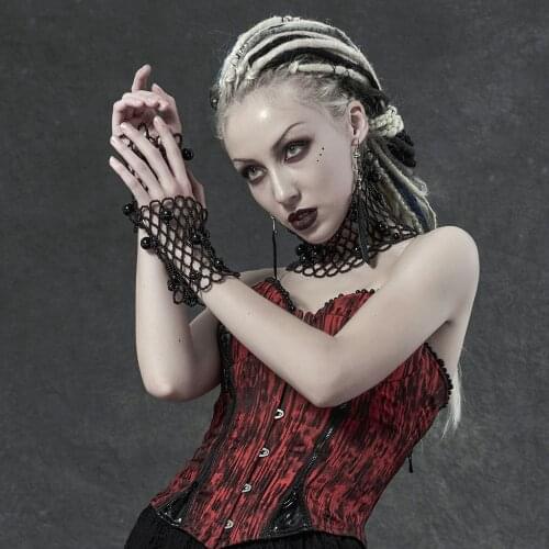 PUNKRAVE Womens Gothic Gorgeous Pearl Sleeves and Collar Three-piece Set Exquisite Fashion Prom Party Clothing Accessories Set