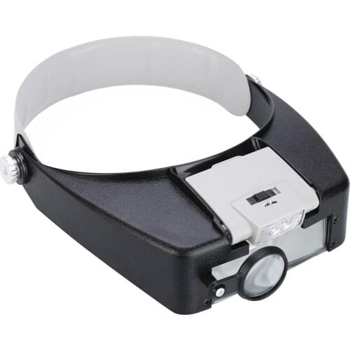 Adjustable Headband Magnifier Professional Head Magnifier Jewelry Making Watch Repair LED Power Light Visor Glasses