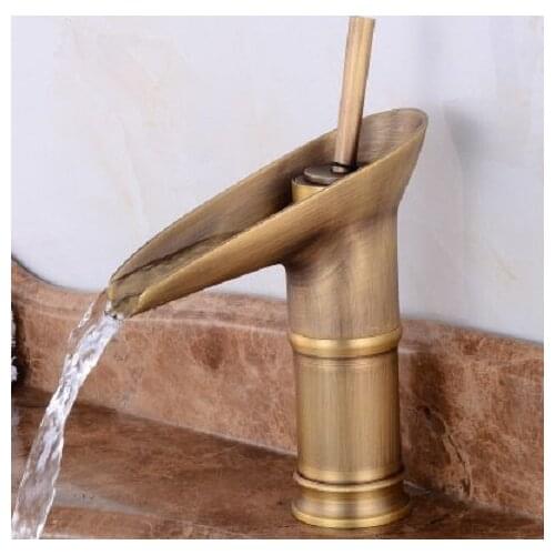 Luxury Copper Hot and Cold Water Taps Swan Faucet Golden Finished Basin Faucet Mixer Taps