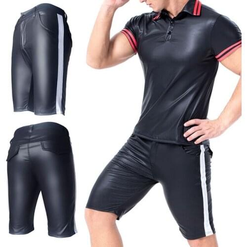 Sexy Lingerie GAY Sexy Mens Pencil Pants PVC Stretch Male Gays Stripper Clubwear Short Trousers S--4XL x6031