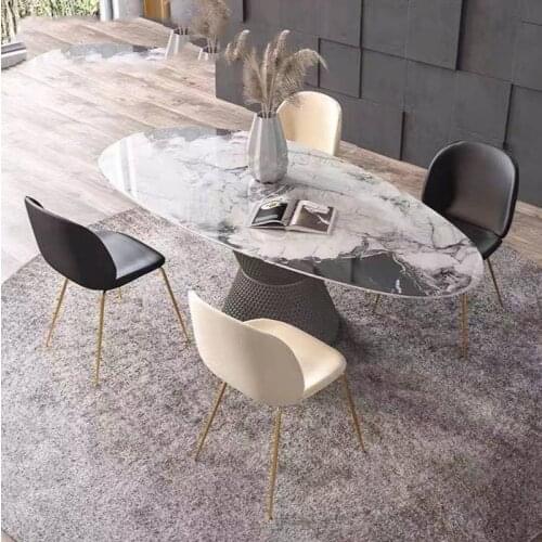 Light luxury slate microcrystalline shaped dining table and chair combination Nordic modern living room home dining table