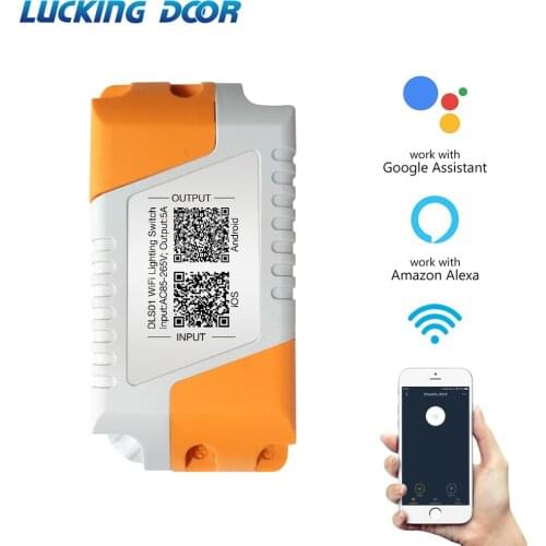 Lucking Door Wifi Smart Light Switch IOS Android APP Remote Control DC 5A AC 85-265V Compatible With Google Alexa