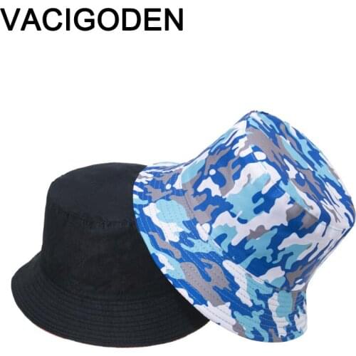 VACIGODEN Women Reversible Camouflage Fashion Bucket Hat Sunbonnet Man Fedora Outdoor Chapeau Fisherman Cap De Pescador Gorros