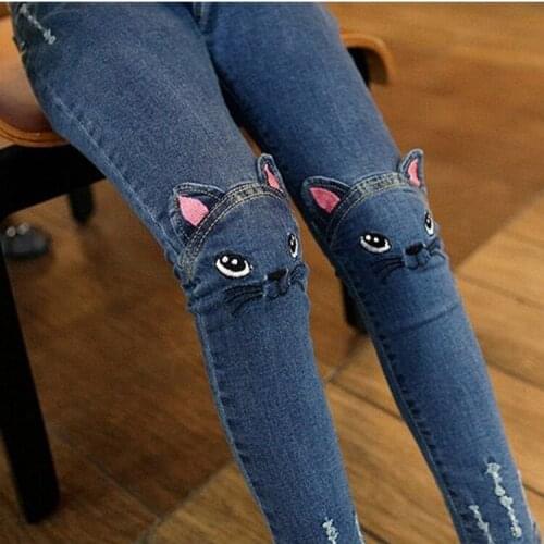 2020 spring and autumn kids clothing casual jeans pants, Cartoon image girls jeans