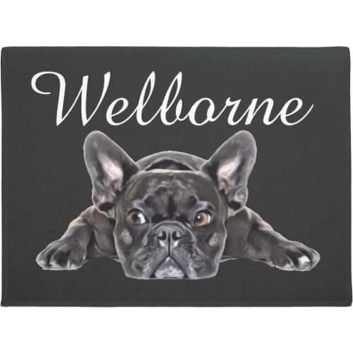 Entrance Way Welcome Door Mat Black White French Bulldog Door Mat Funny Carpet Non-Woven Fabric Top with a Anti-Slip Rubber car