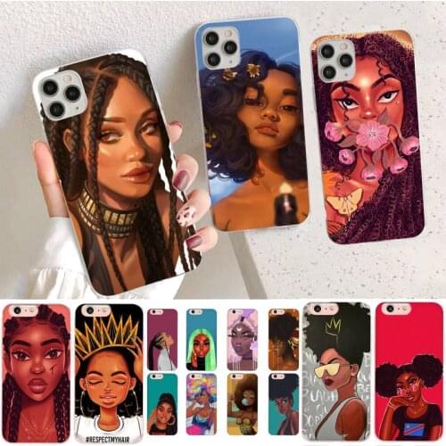 YNDFCNB African Beauty Afro Puffs Black Girl Phone Case for iPhone 11 12 pro XS MAX 8 7 6 6S Plus X 5S SE 2020 XR cover
