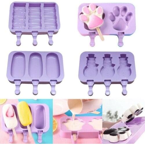 Frozen Silicone Ice Cream Mold Animal Shape Jelly Ice Hockey Machine DIY Food Supplement Tool Popsicle Stick Summer