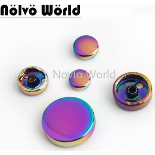 10-50-100pcs Rainbow flat rivet 8-10-15-18-20mm Round tabular Fasteners High Quality Leather Crafts Bags shoes Bottom Studs