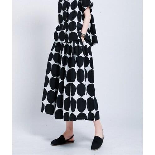 Johnature Summer New Korean Wave Point Print All Match A-Line Skirts Women 2021 Casual Fashion Elastic Waist Pockets Loose Skirt
