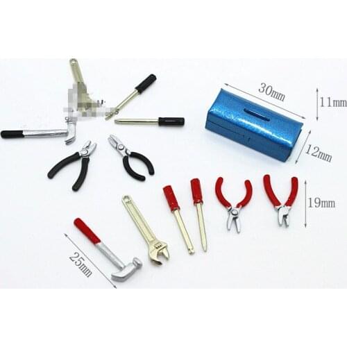 1/6 1/8 Bjd doll house furniture blyth doll accessories photo prop mini toolbox + tool set repair kit mini alloy tool for barbi