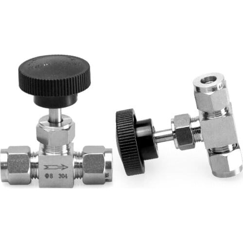 1pcs Adjustable needle valve O.D 3 4 6 8 10 12 mm tube stainless steel 304 high pressure acid proof straight card set crane